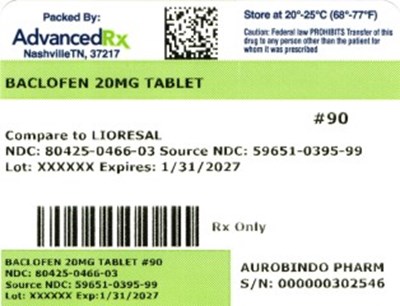 Baclofen 20mg #90 (Baclofen 20mg 80425 0466 03)